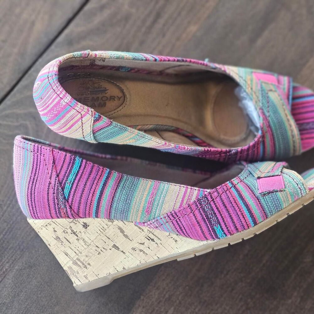 Life Stride Women's Striped Espadrilles Wedges 7.5
